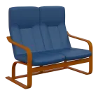 BO - 2 dvojkřeslo, dřevěná kostra, moření třešeň, koženka HOLY N 1, modrá